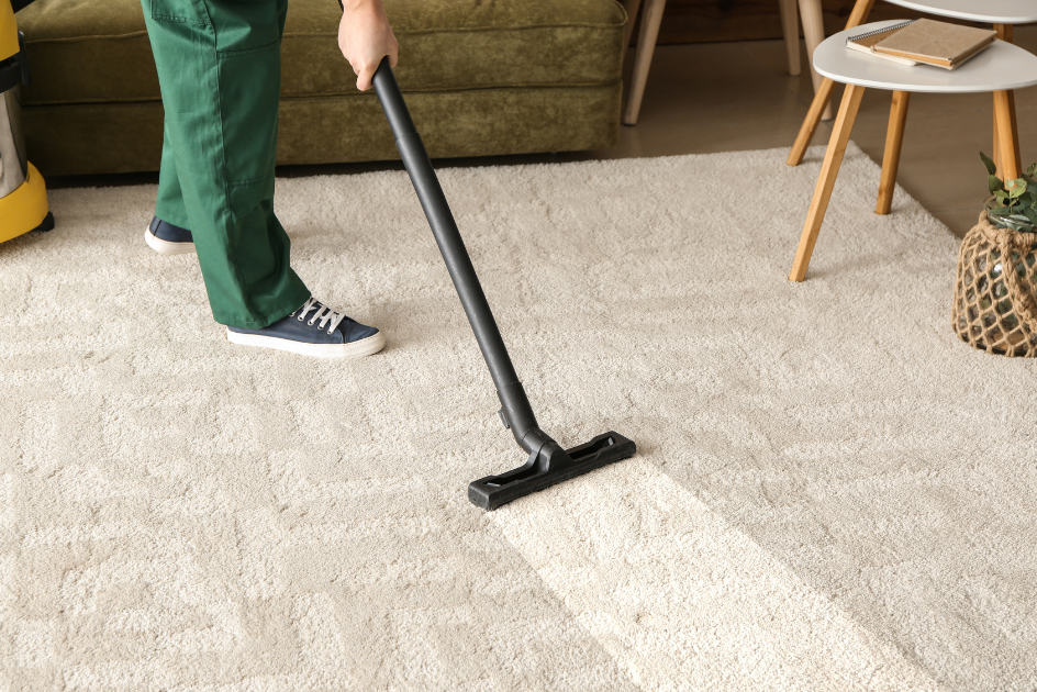 vacuuming carpet